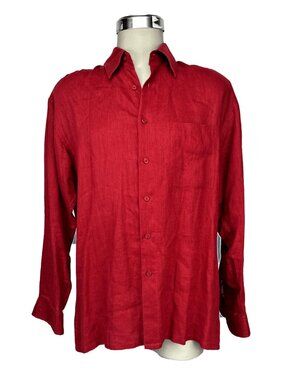 HOLT RENFREW 100% Linen Casual Relaxed Fit Button-Up Shirt Size M